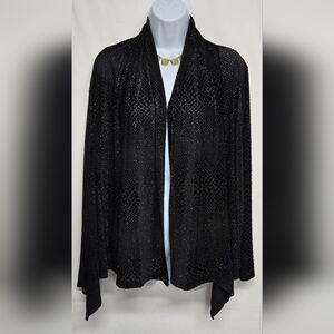 Tracy Ellen XL Black Open Front Cardigan Sparkle Long Sleeve Stretch Knit